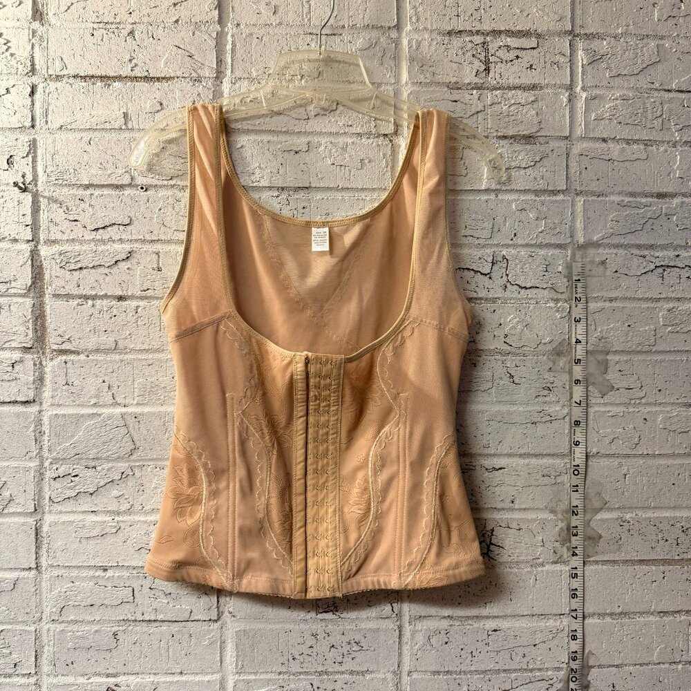 Vintage-Style Nude Shapewear Corset Tank | 3X | Firm Control Floral Mesh Body